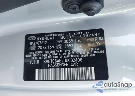 2013 Hyundai Veloster Turbo W/Blue z USA, uszkodzony, nr VIN KMHTC6AE2DU082406